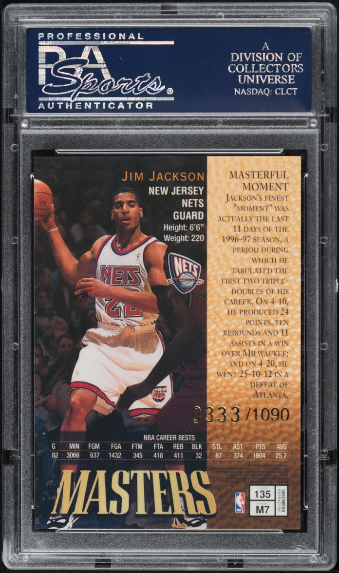1997 Finest Refractor Jim Jackson /1090 #135 PSA 10 GEM MINT