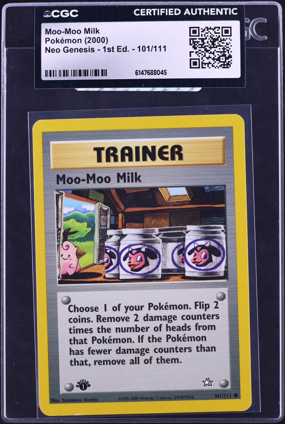 2000 Pokemon Neo Genesis 1st Edition Moo Moo Milk #101 CGC AUTH