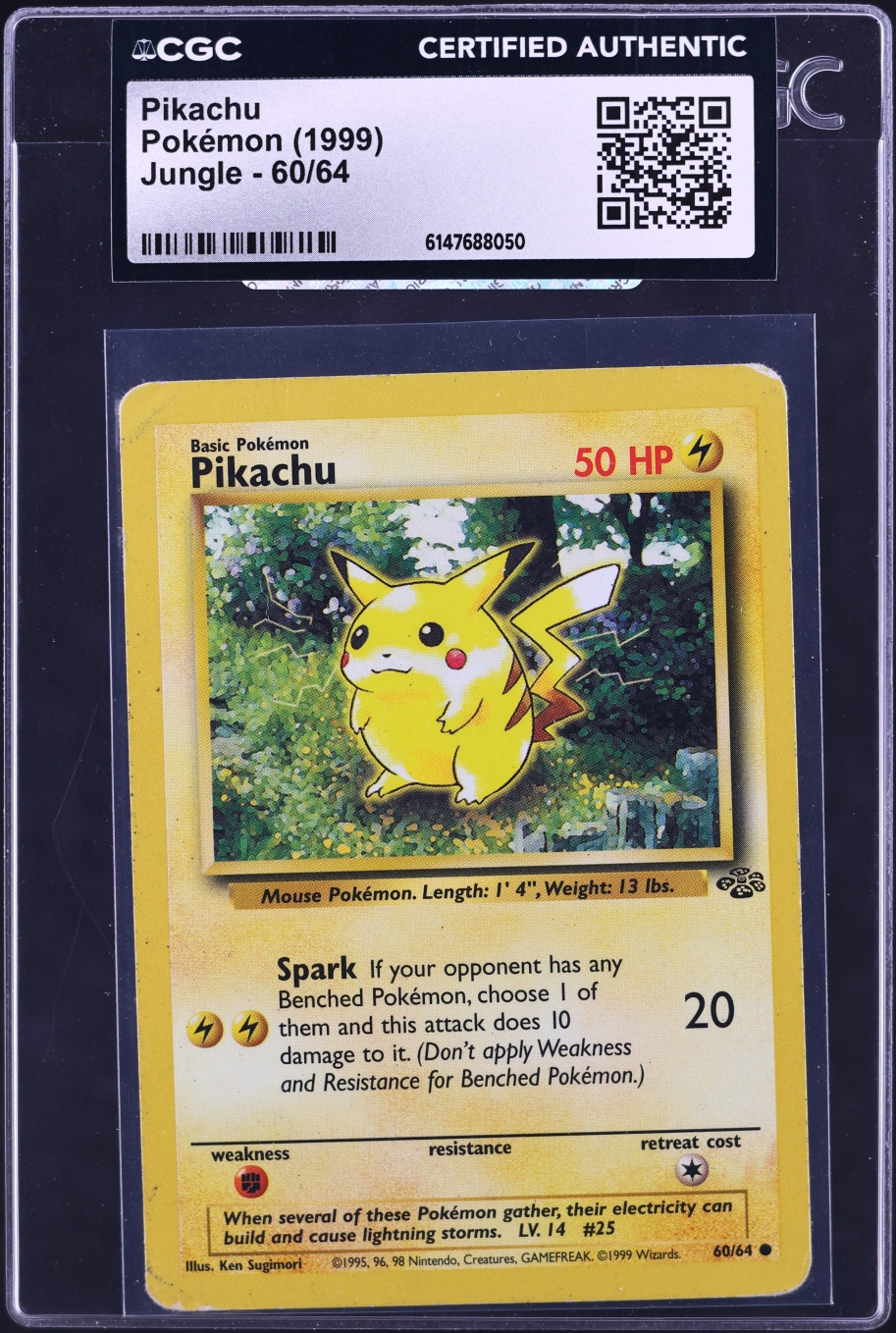 1999 Pokemon Jungle Pikachu #60 CGC AUTH
