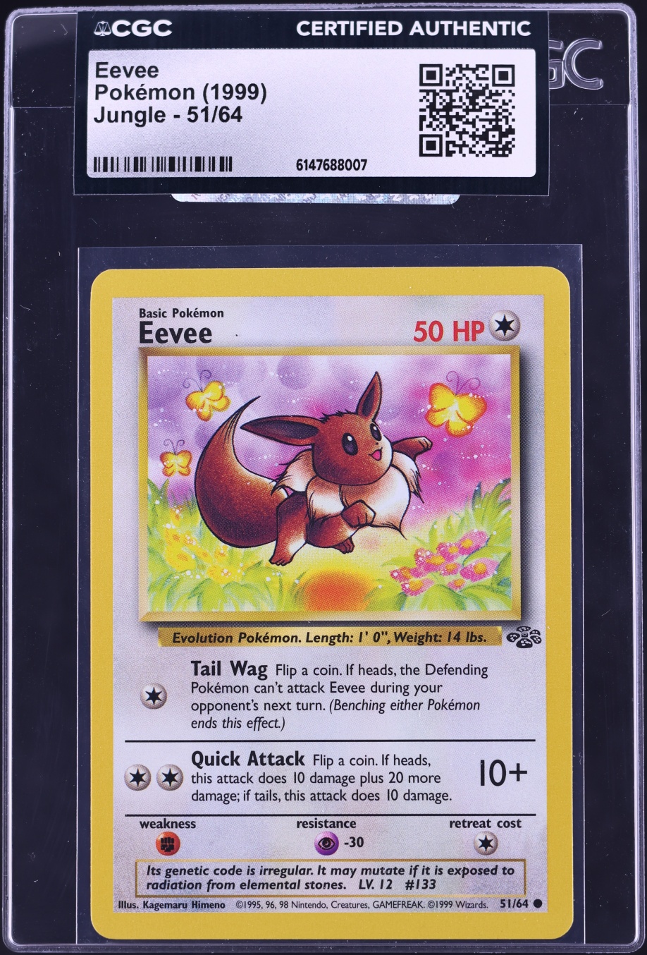 1999 Pokemon Jungle Eevee #51 CGC AUTH