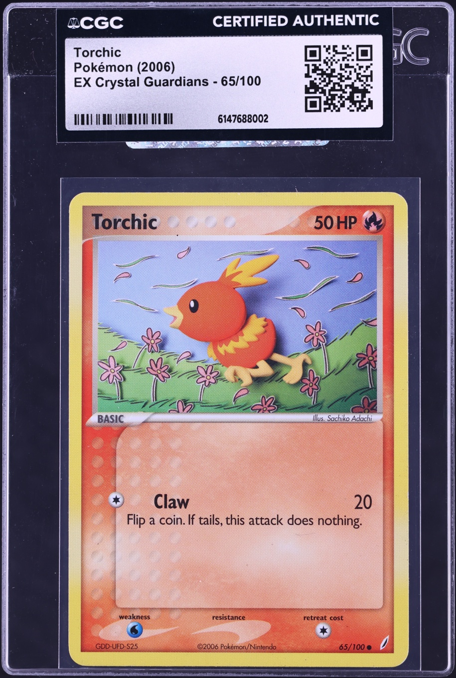 2006 Pokemon EX Crystal Guardians Torchic #65 CGC AUTH