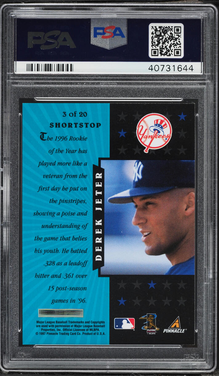 1997 Pinnacle Certified Team Derek Jeter #3 PSA 10 GEM MINT