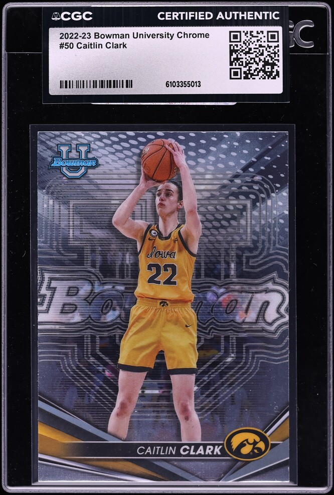 2022 Bowman Chrome University Caitlin Clark ROOKIE #50 CGC AUTH