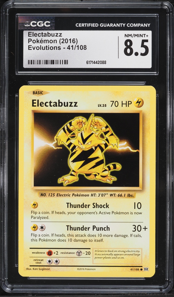 2016 Pokemon XY Evolutions Electabuzz #41 CGC 8.5 NM-MT+