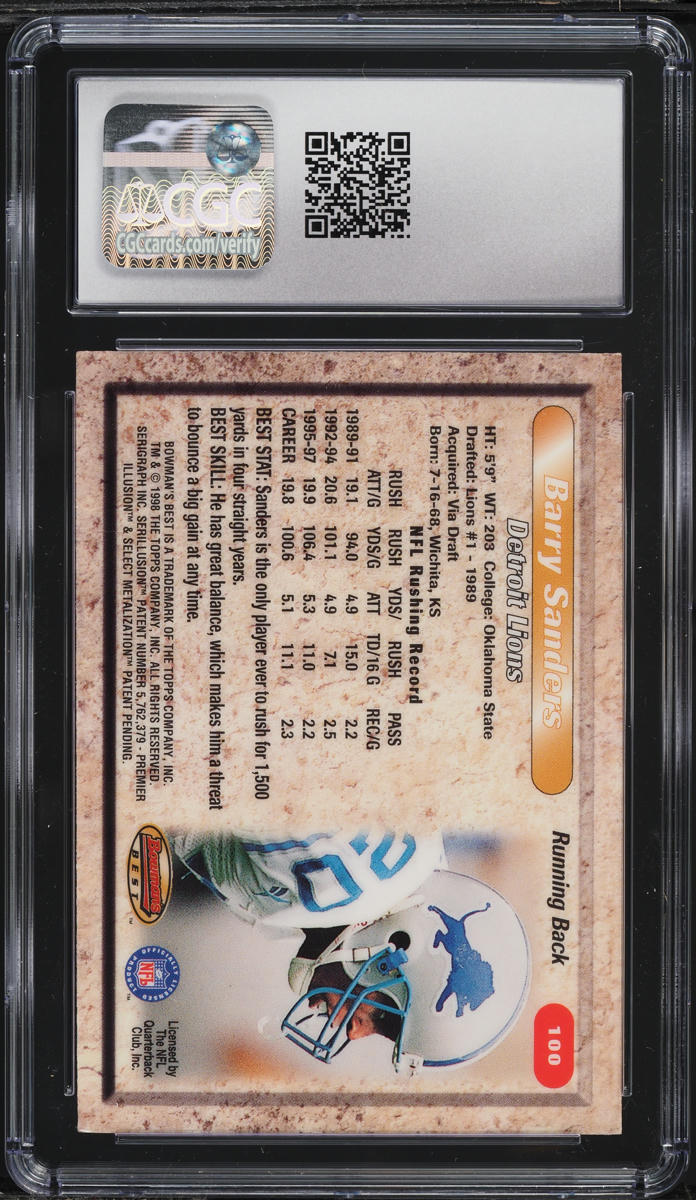 1998 Bowman's Best Barry Sanders #100 CGC 9 MINT