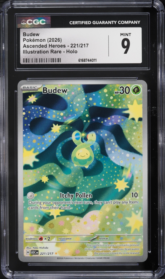 2026 Pokemon Mega Evolution Ascended Heroes IR Budew #221 CGC 9 MINT