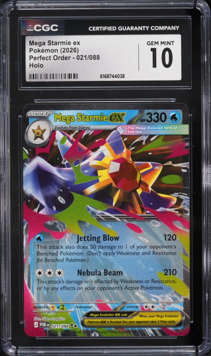 2026 Pokemon Mega Evolution Perfect Order Holo Mega Starmie ex #021 CGC 10 GEM MINT