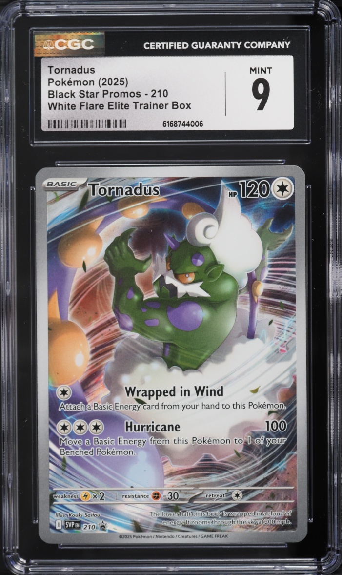 2025 Pokemon Scarlet & Violet Promo White Flare ETB Full Art Tornadus #210 CGC 9 MINT