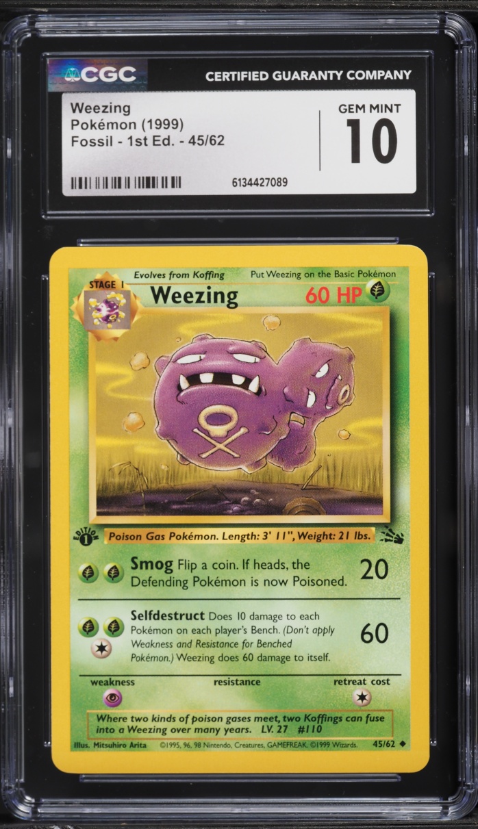 1999 Pokemon Fossil 1st Edition Weezing #45 CGC 10 GEM MINT