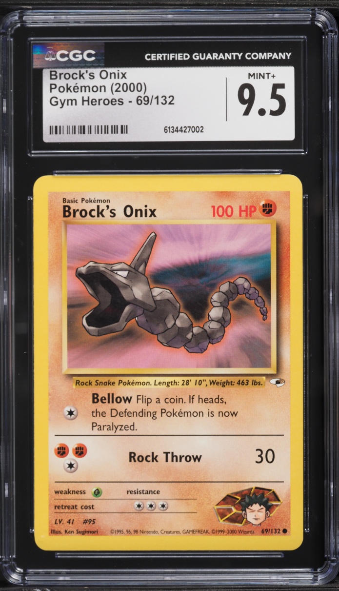 2000 Pokemon Gym Heroes Brock's Onix #69 CGC 9.5 MINT+