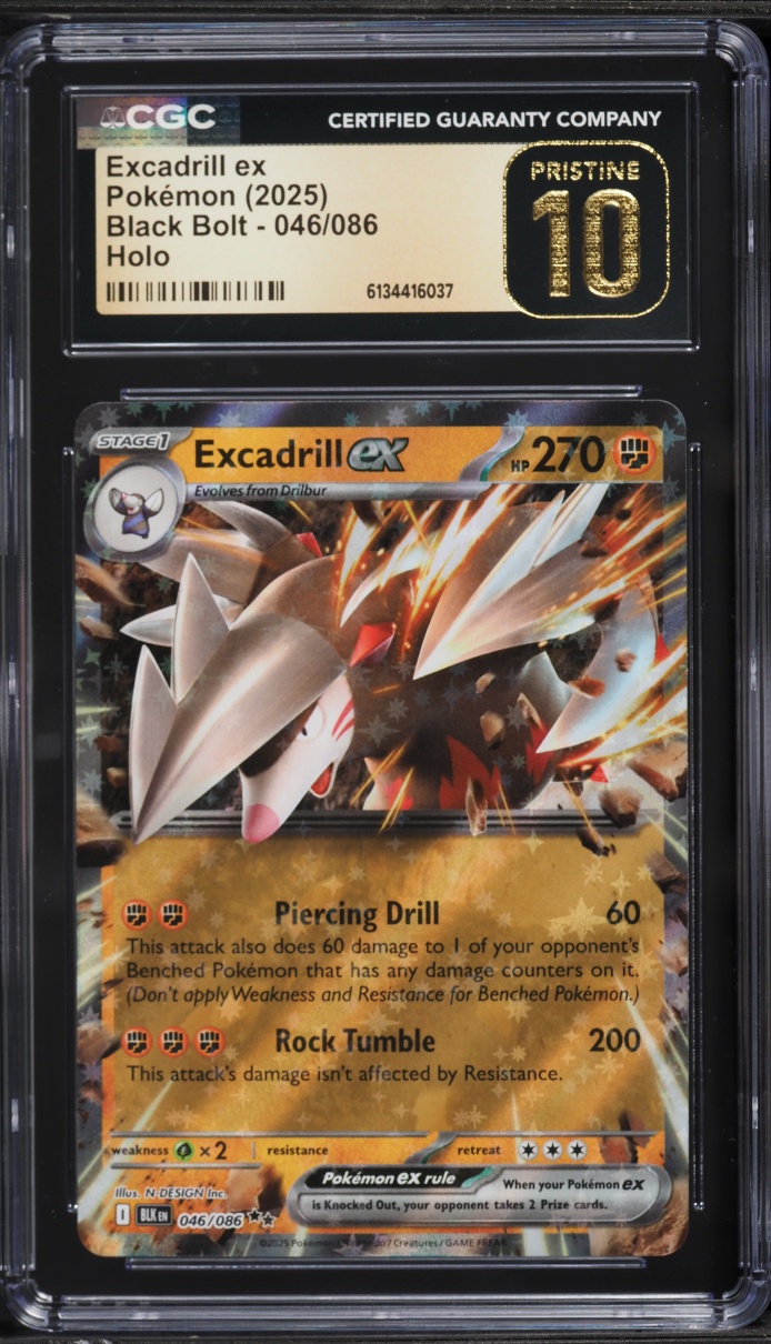 2025 Pokemon Scarlet & Violet Black Bolt Holo Excadrill EX #46 CGC 10 PRISTINE