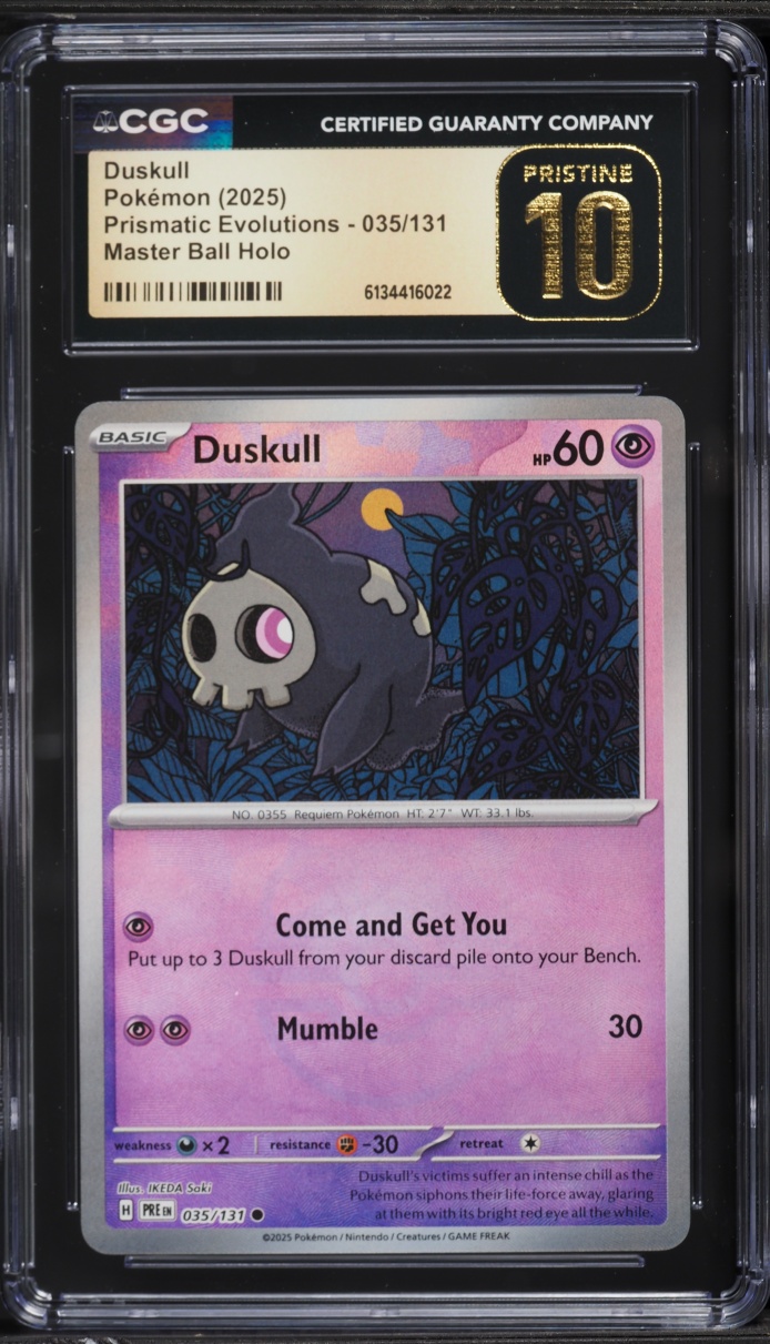 2025 Pokemon Scarlet & Violet Prismatic Evolutions Master Ball Holo Duskull #35 CGC 10 PRISTINE