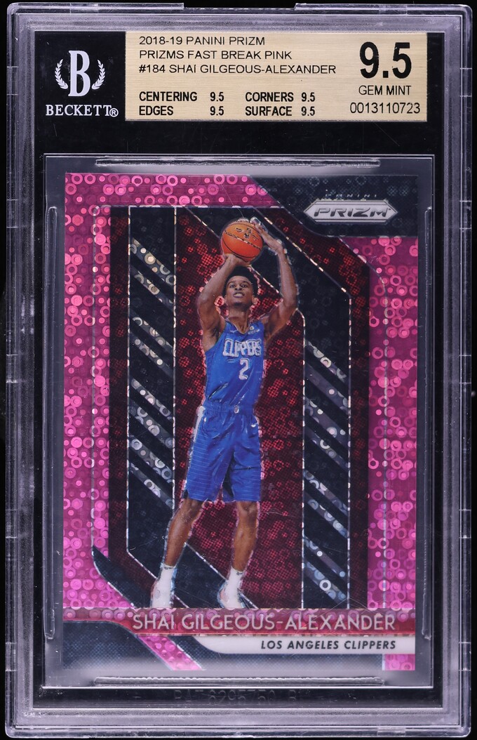 2018 Panini Prizm Fast Break Pink Shai Gilgeous-Alexander ROOKIE /50 #184 BGS 9.5 GEM MINT