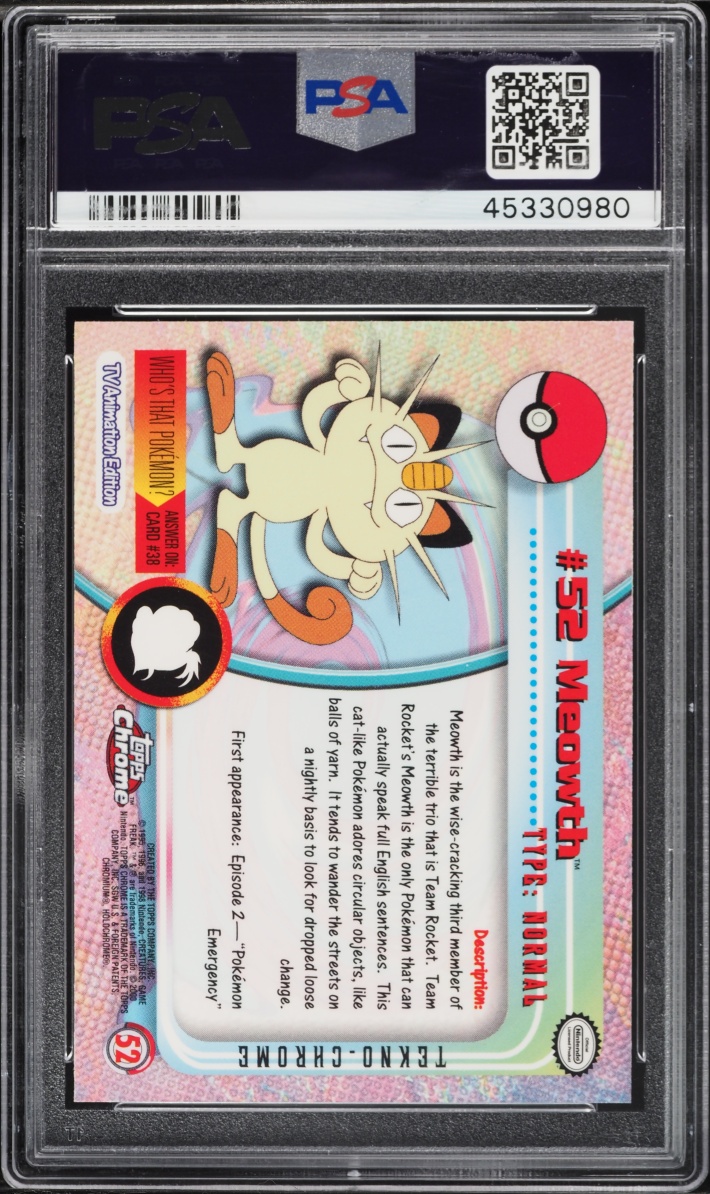 2000 Topps Chrome Pokemon Series 1 Tekno Meowth #52 PSA 10 GEM MINT