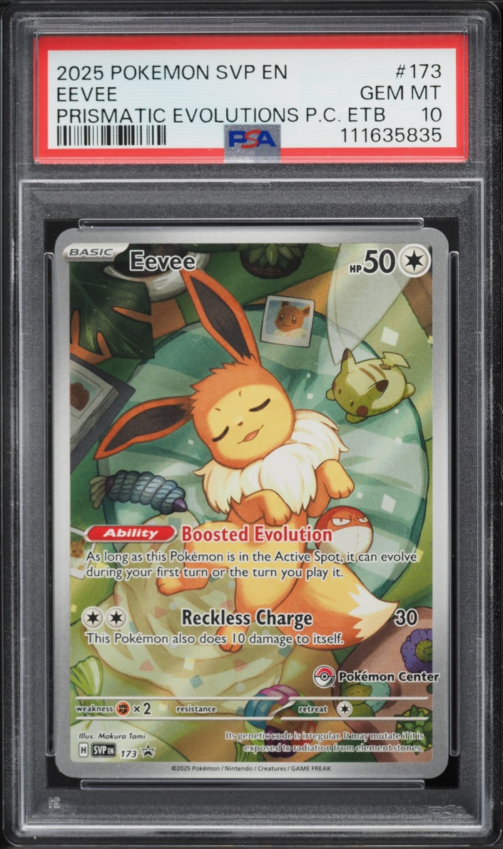 2025 Pokemon Scarlet & Violet Promo Prismatic Evolutions Center ETB Full Art Eevee #173 PSA 10