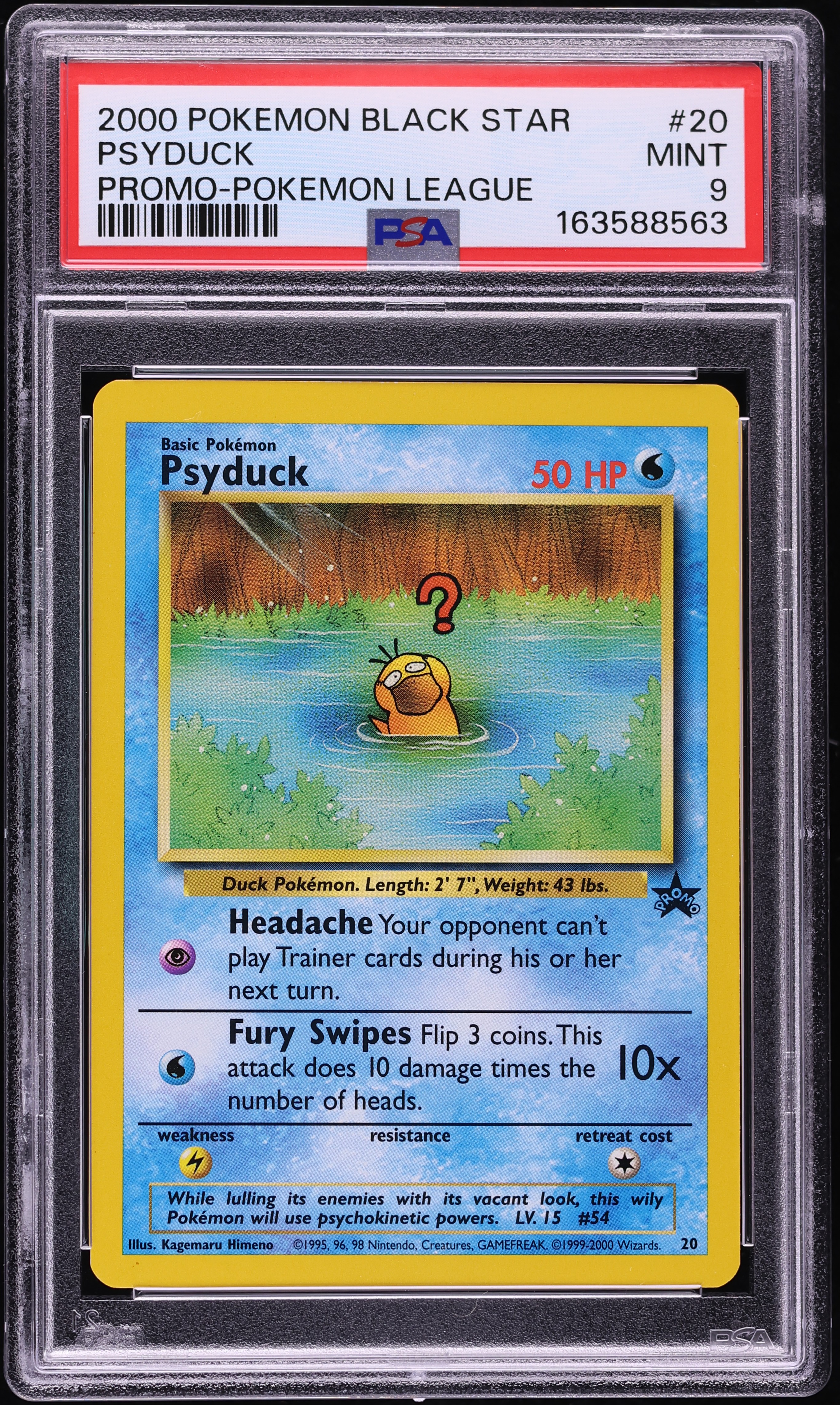 2000 Pokemon League Black Star Promo Psyduck #20 PSA 9 MINT