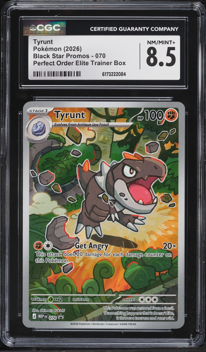 2026 Pokemon Mega Evolution Promo Perfect Order ETB Full Art Tyrunt #70 CGC 8.5 NM-MT+