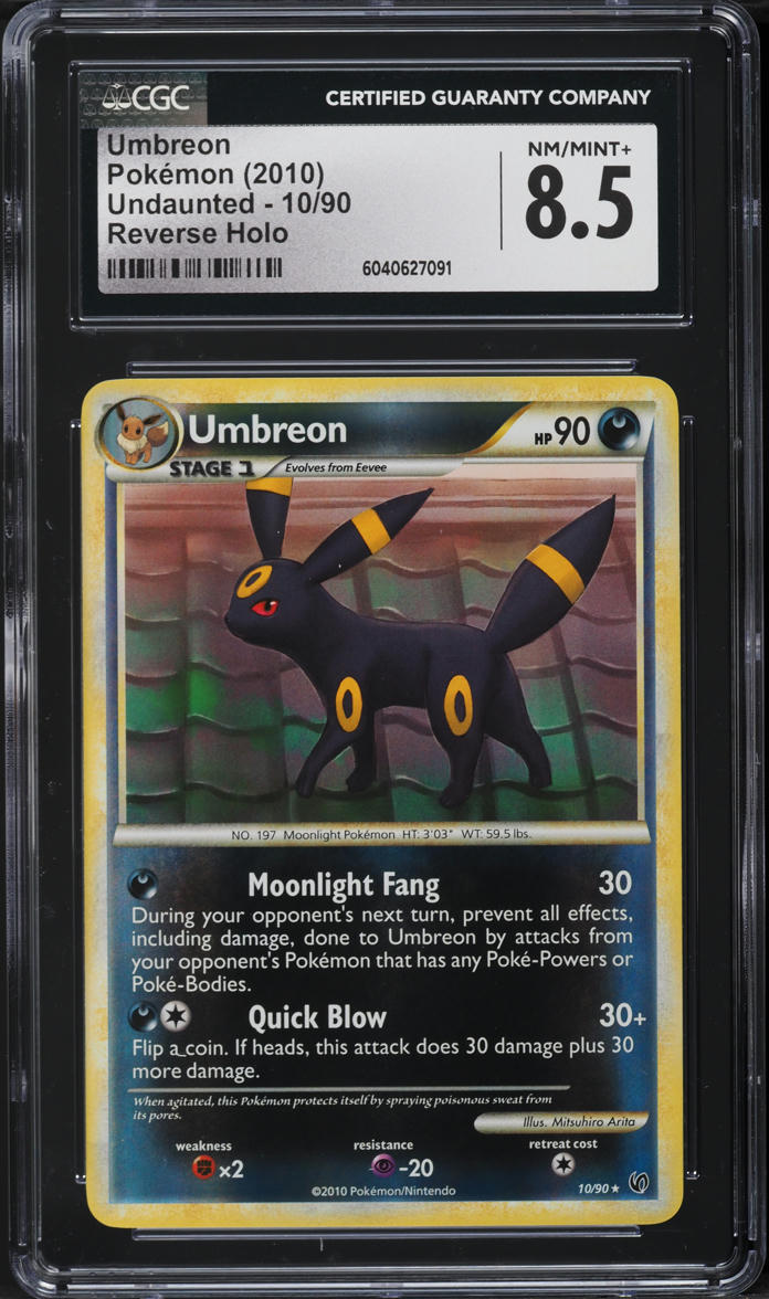 2010 Pokemon HeartGold & SoulSilver Undaunted Reverse Holo Umbreon #10 CGC 8.5