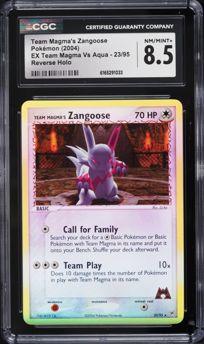 2004 Pokemon EX Team Magma Vs Aqua Reverse Holo Team Magma's Zangoose #23 CGC 8.5 NM-MT+
