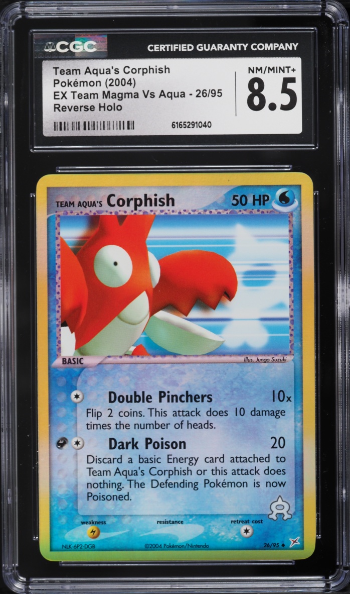 2004 Pokemon EX Team Magma Vs Aqua Reverse Holo Team Aqua's Corphish #26 CGC 8.5 NM-MT+