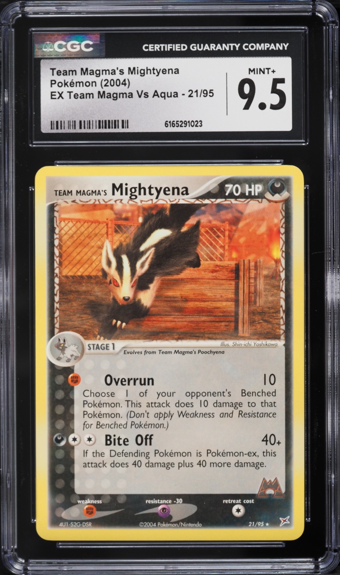 2004 Pokemon EX Team Magma VS Aqua Team Magma's Mightyena #21 CGC 9.5 MINT+