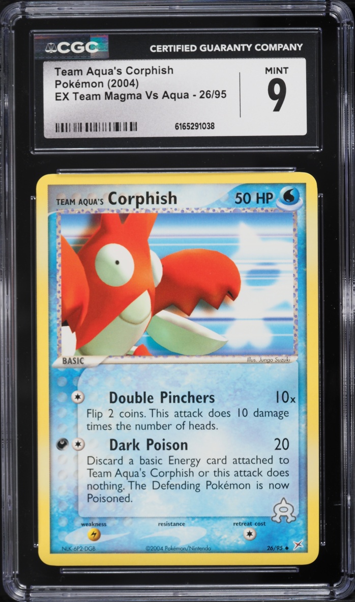 2004 Pokemon EX Team Magma Vs Aqua Team Aqua's Corphish #26 CGC 9 MINT