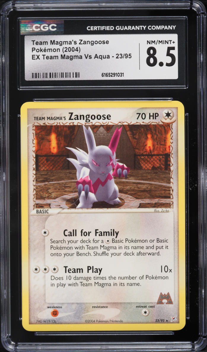 2004 Pokemon EX Team Magma VS Aqua Team Magma's Zangoose #23 CGC 8.5 NM-MT+