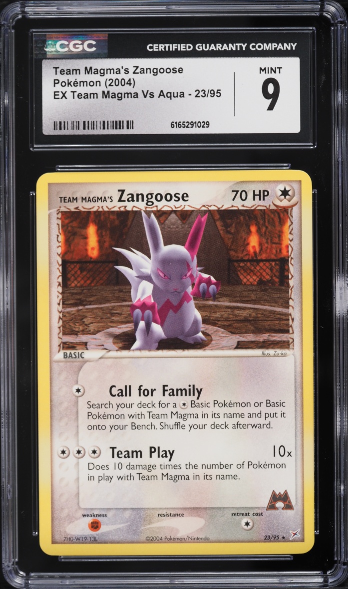 2004 Pokemon EX Team Magma VS Aqua Team Magma's Zangoose #23 CGC 9 MINT