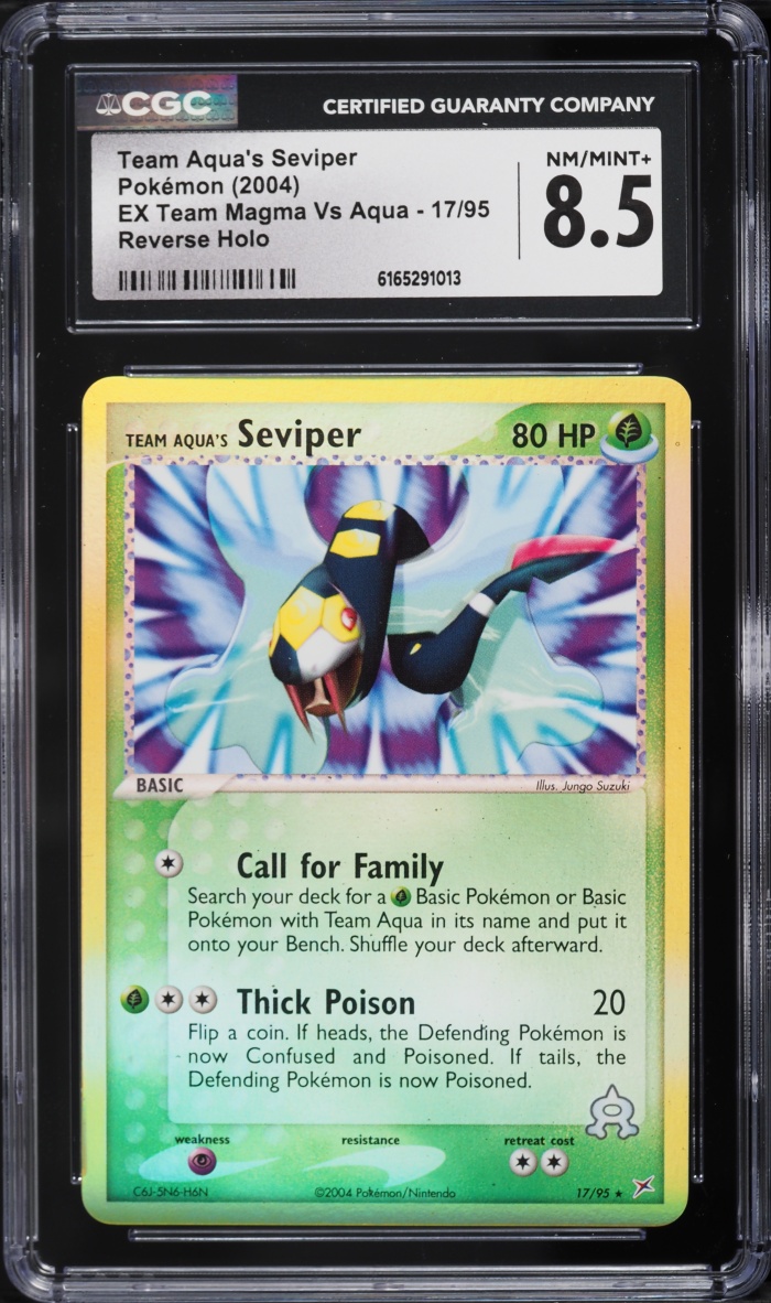 2004 Pokemon EX Team Magma Vs Aqua Reverse Holo Team Aqua's Seviper #17 CGC 8.5 NM-MT+
