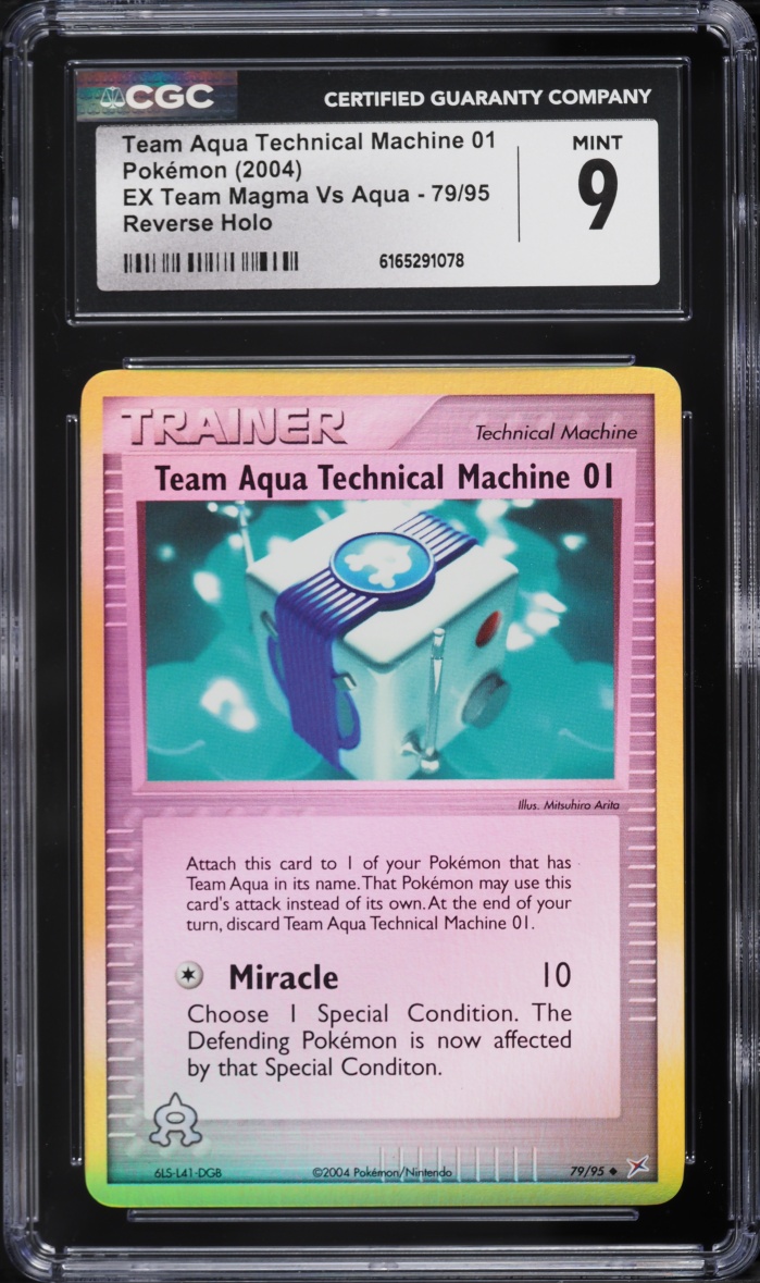 2004 Pokemon EX Team Magma Vs Aqua Reverse Holo Team Aqua Technical Machine 01 #79 CGC 9 MINT