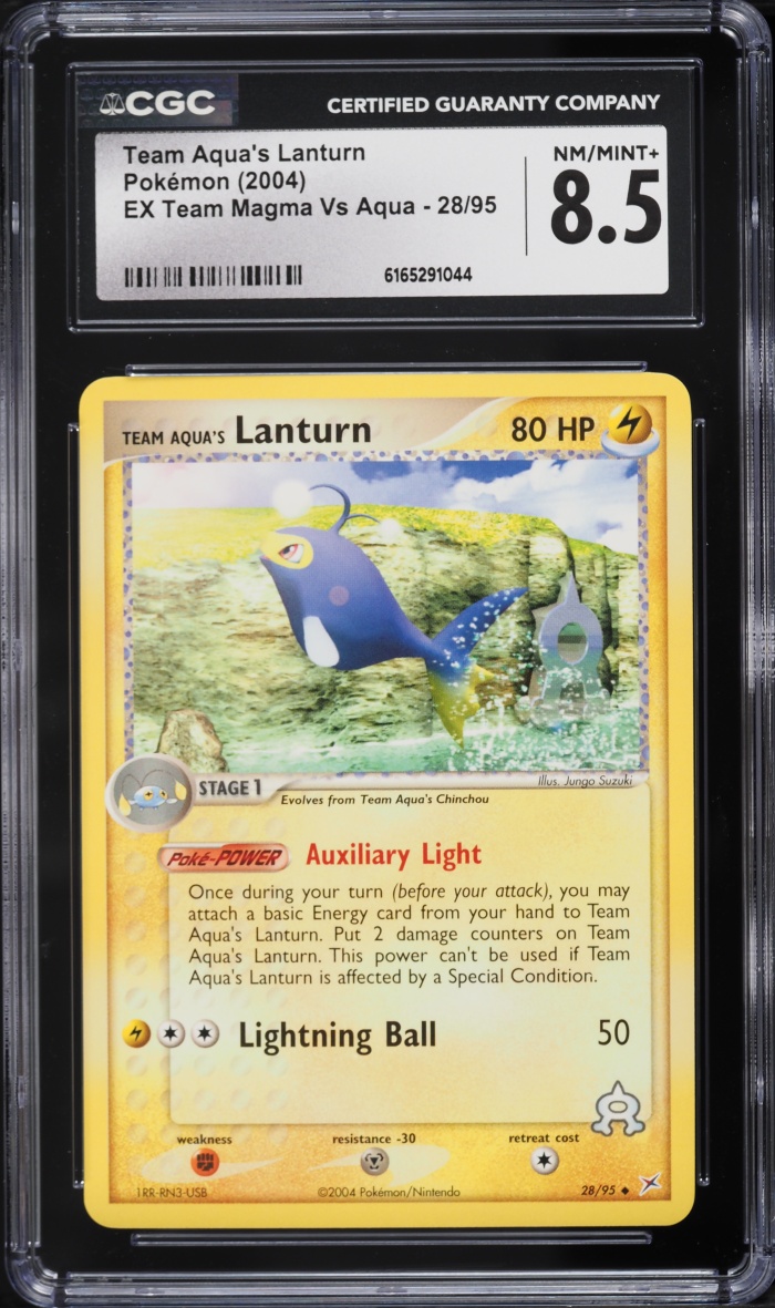 2004 Pokemon EX Team Magma Vs Aqua Team Aqua's Lanturn #28 CGC 8.5 NM-MT+
