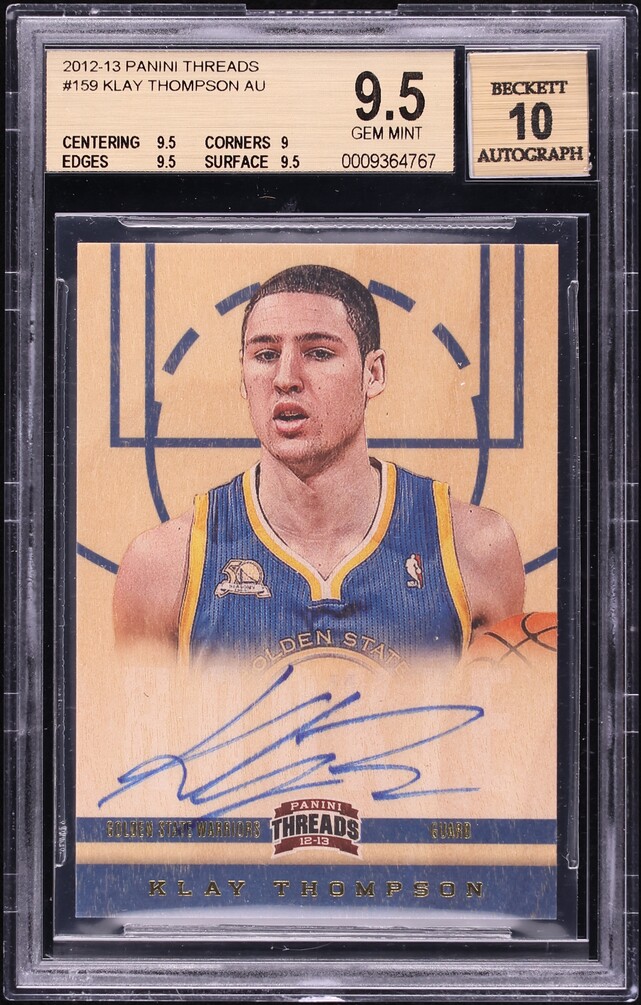 2012 Panini Threads Klay Thompson ROOKIE AUTO #159 BGS 9.5 GEM