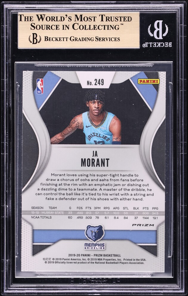 2019 Panini Prizm Green Ja Morant ROOKIE #249 BGS 9.5 GEM MINT on