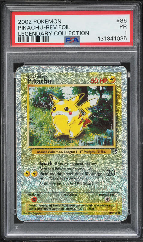 2002 Pokemon Legendary Collection Reverse Holo Pikachu #86 PSA 8