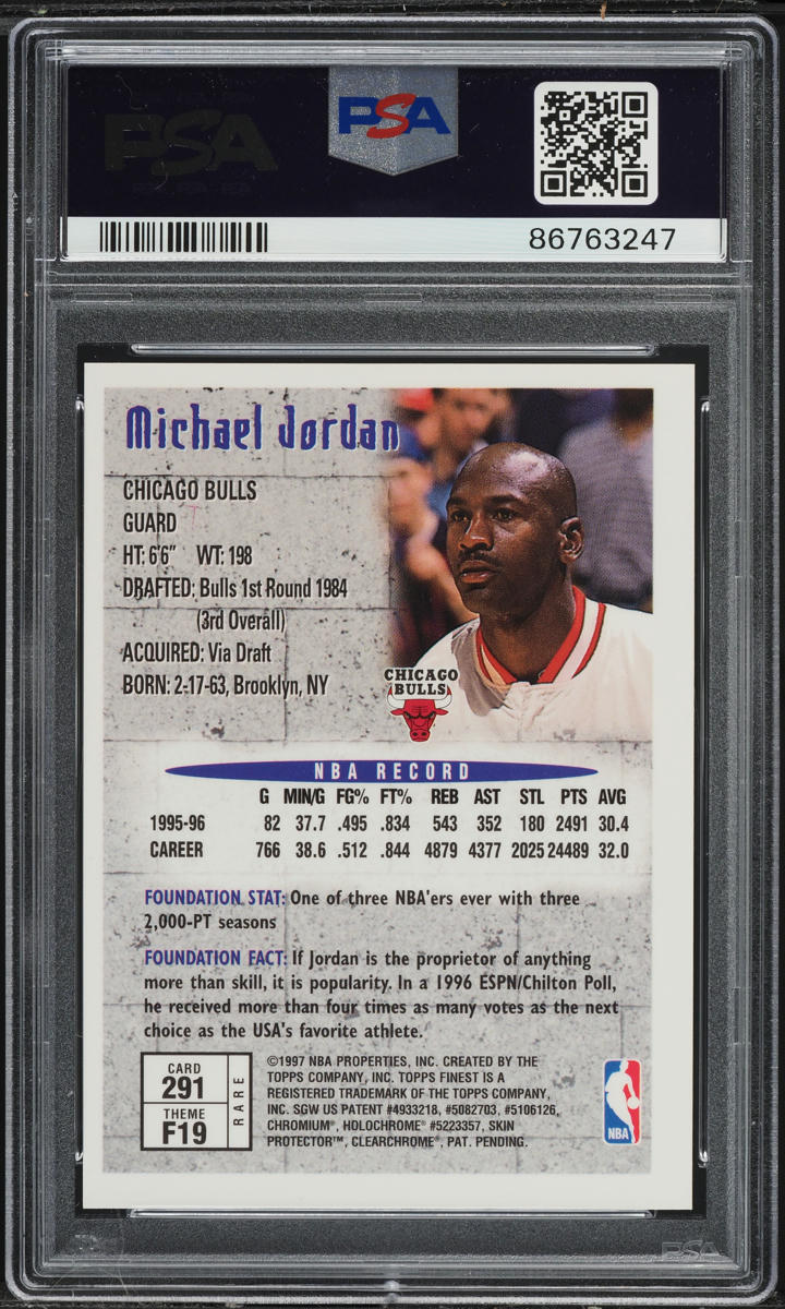 1996 Finest Gold Michael Jordan #291 PSA 9 MINT