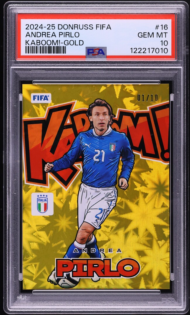 2024 Donruss FIFA Kaboom! Gold Andrea Pirlo 1/10 #16 PSA 10 GEM MINT