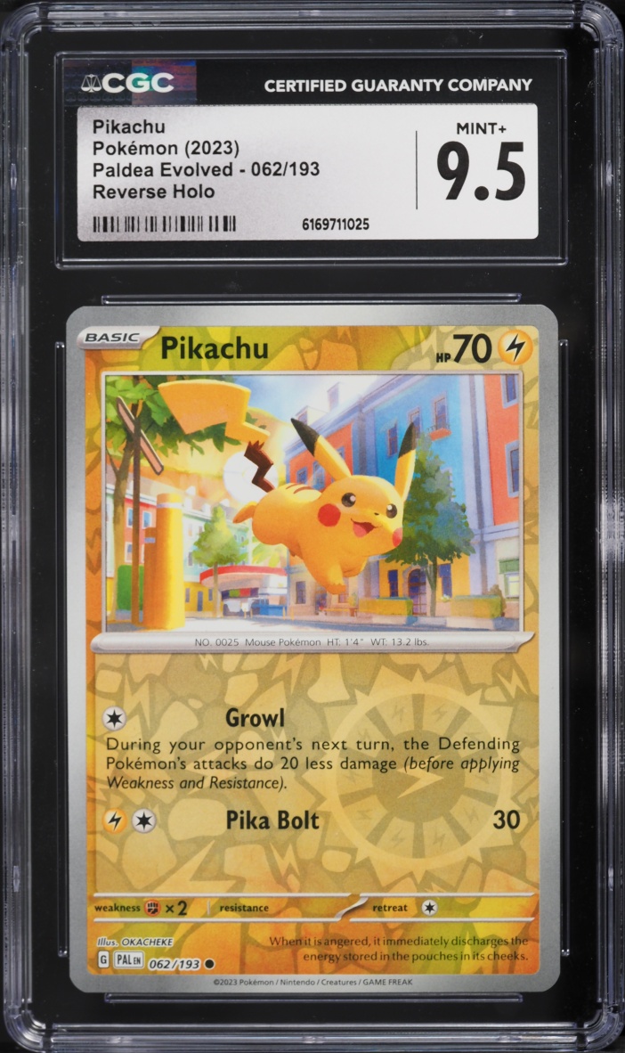 2023 Pokemon Scarlet & Violet Paldea Evolved Reverse Holo Pikachu #62 CGC 9.5 MINT+