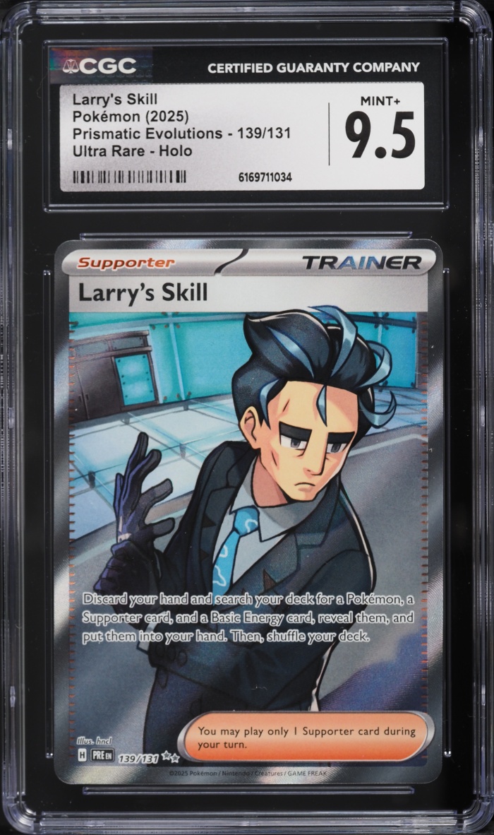 2025 Pokemon Scarlet & Violet Prismatic Evolutions Full Art Larry's Skill #139 CGC 9.5 MINT+