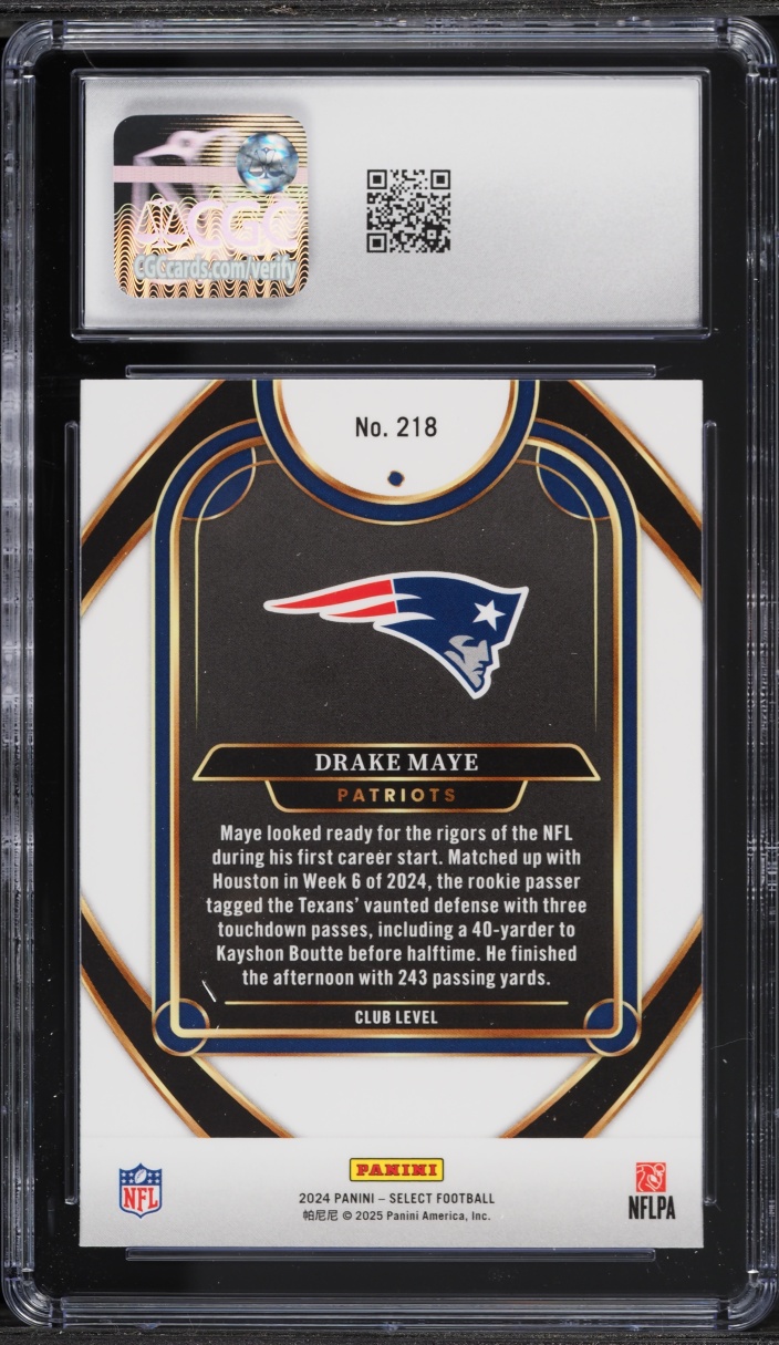 2024 Select Club Level Drake Maye ROOKIE #218 CGC 6 EXMT