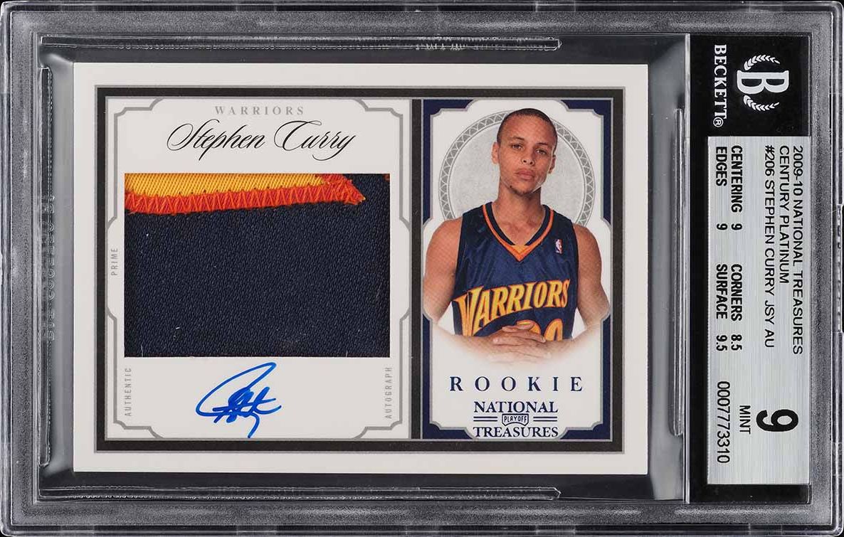 2009 National Treasures Platinum Stephen Curry ROOKIE PATCH AUTO 5/5 BGS 9 MINT