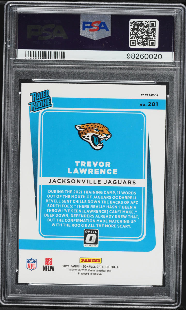 2021 Donruss Optic Bronze Trevor Lawrence ROOKIE #201 PSA 8 NM-MT