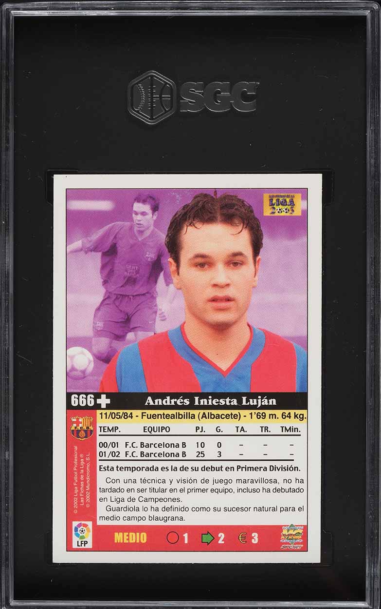 2002 Mundi Cromo Liga Andres Iniesta Lujan ROOKIE #666 SGC 5 EX