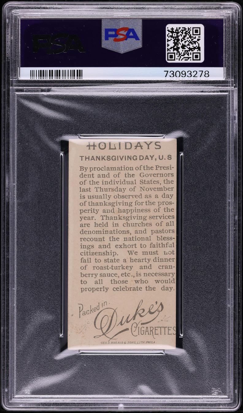 1890 N80 W. Duke Sons & Co. Holidays Thanksgiving Day PSA 4 VGEX