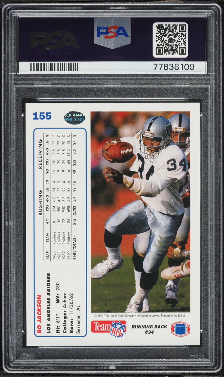 1991 Upper Deck Football Bo Jackson #155 PSA 9 MINT
