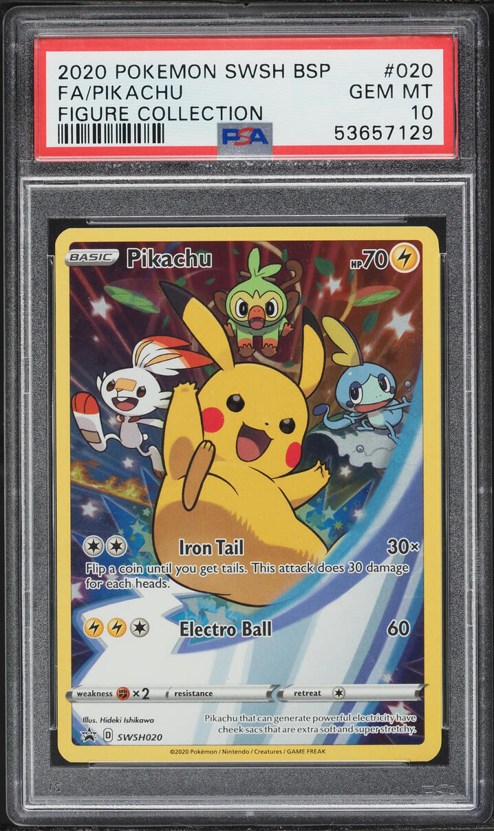 2020 Pokemon Sword & Shield Promo Figure Collection Full Art Pikachu #20 PSA 10 GEM MINT