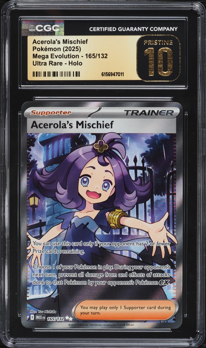 2025 Pokemon Mega Evolution Full Art Acerola's Mischief #165 CGC 10 PRISTINE
