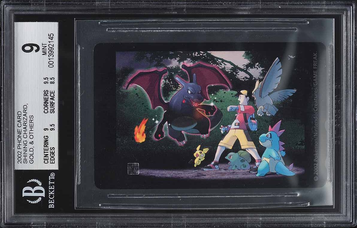 2002 Pokemon Japanese Phone Card Shining Charizard, Gold, & Others BGS 9 MINT