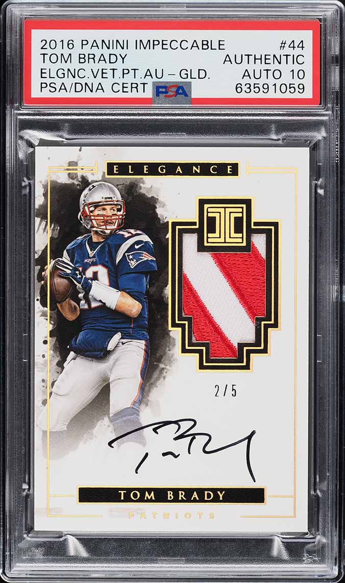 2016 Impeccable Elegance Veteran Gold Tom Brady PATCH AUTO DNA 10 /5 ...