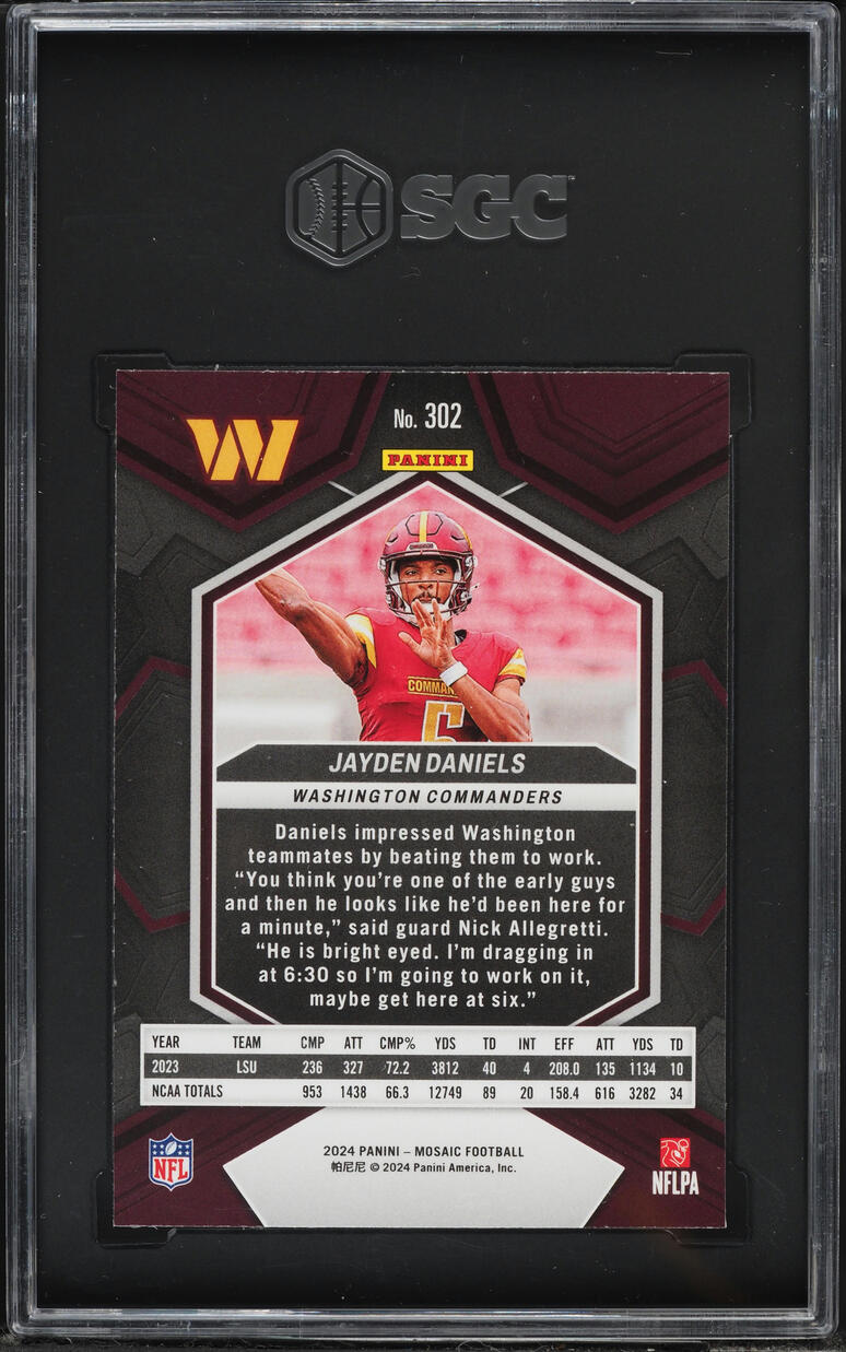 2024 Panini Mosaic Jayden Daniels ROOKIE #302 SGC 9.5 MINT+