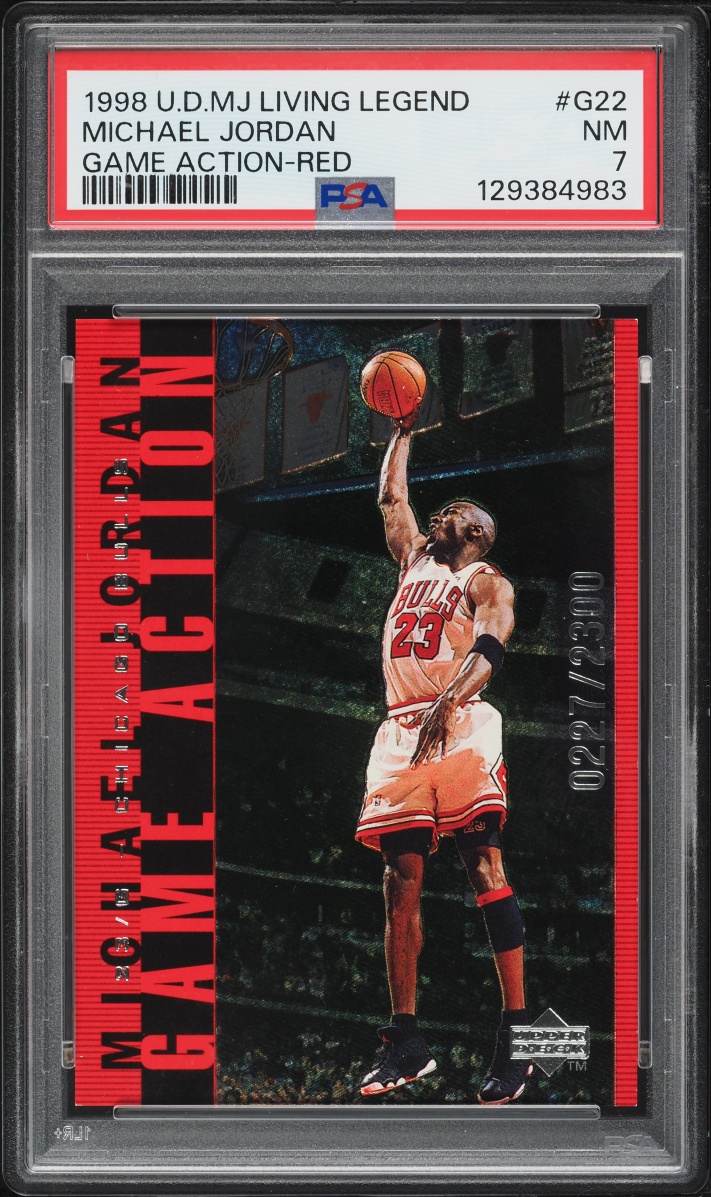 1998 Upper Deck MJ Living Legend Game Action Red Michael Jordan /2300 #G22 PSA 7 NRMT